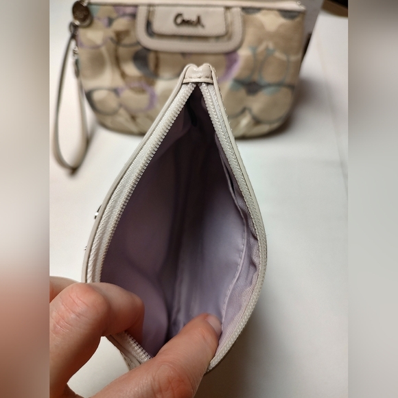 Coach EUC++ 2fer Op Art Signature C Linen Beige Large & Mini Wristlets (W76) - Picture 8 of 15